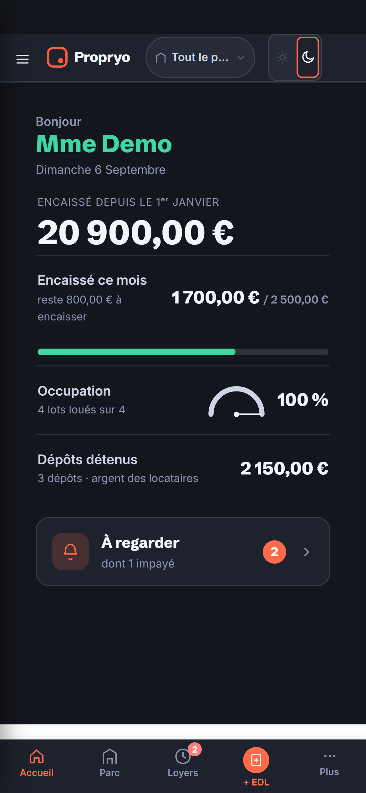 Propryo sur mobile